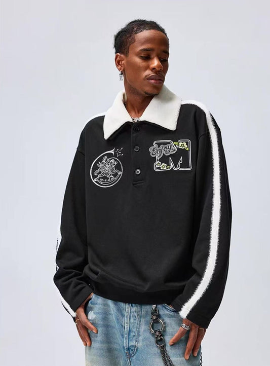 MEDM Pegasus Fur Collar Polo Sweatshirt