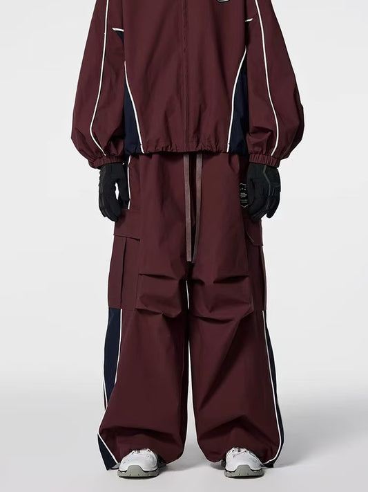 ACHOCK Retro Vintage Side Stripe Outdoor Cargo Paratrooper Pants