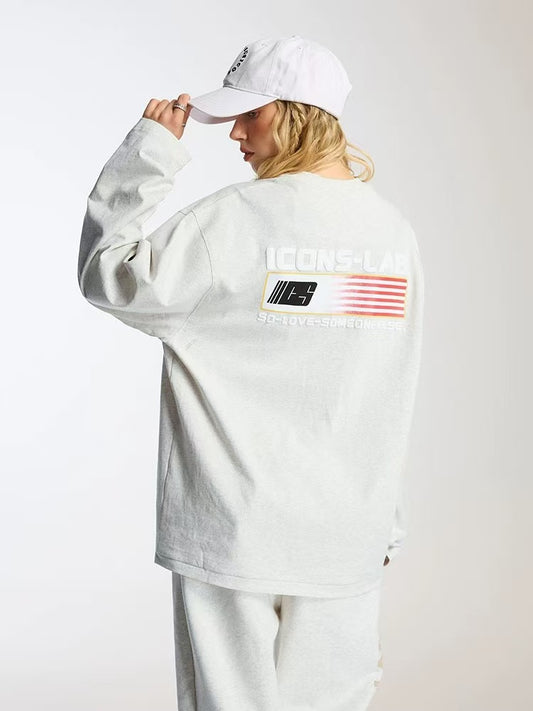 ICONSLAB Foam Logo Flag Printed Long Sleeve T-shirt