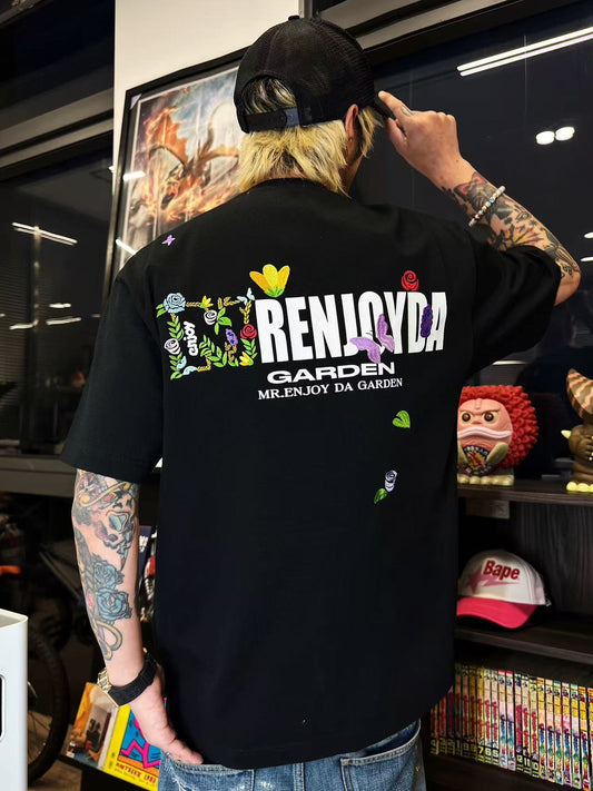 MEDM Embroidered Floral Short-sleeved T-shirt