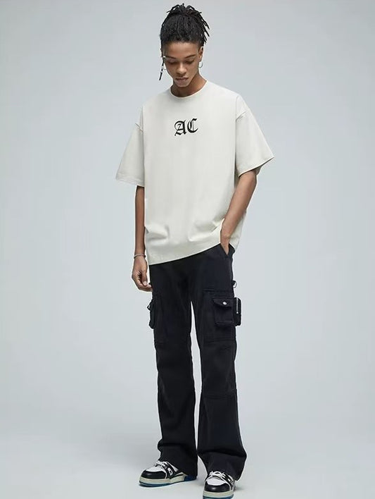 ACHOCK Multicolor Basic Logo Letter Print Short-sleeves T-shirts