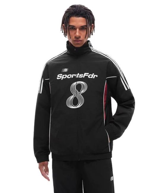 FDR Stand Collar Patchwork Color Contrast Jacket