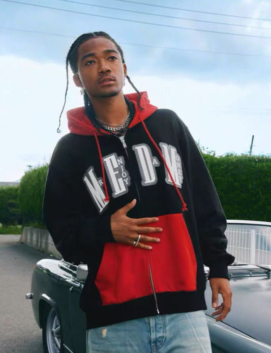 MEDM Colorblock Patch Zip-up Hoodie