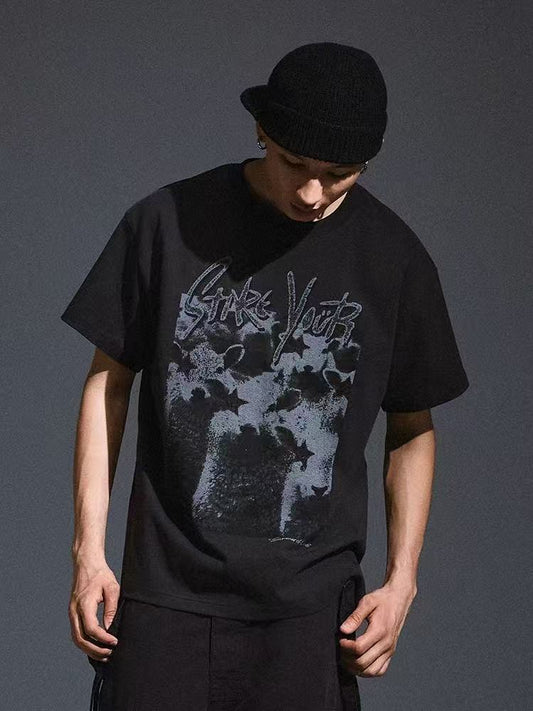 REMEDY Washed Distressed printing Short-sleeve T-shirt