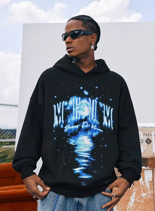 MEDM Blue Glitter Moon Reflection Hoodie