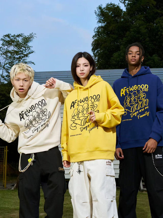 AFGK Friendly Puppy Cartoon Plush Hoodie