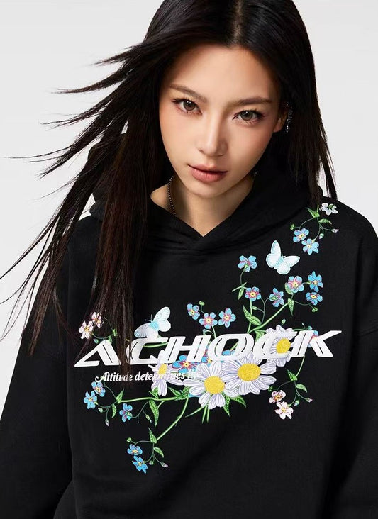 ACHOCK Floral Printed Foam Hoodie