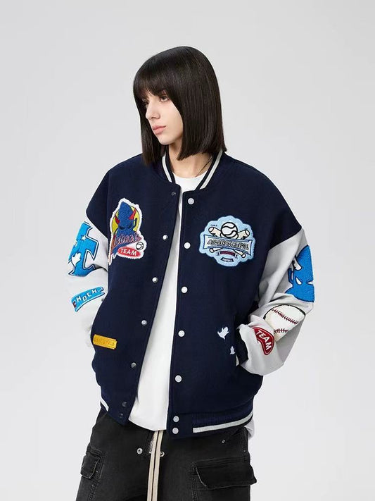 ACHOCK Fun Embroidery Baseball Jacket