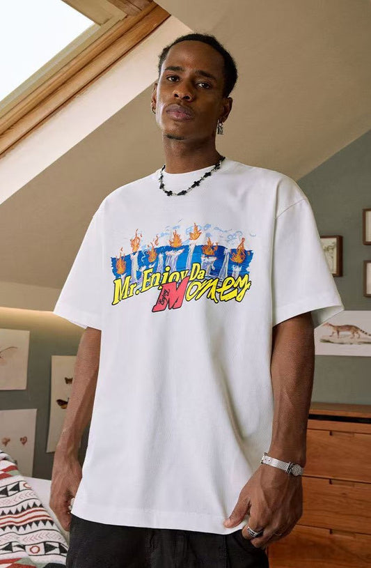 MEDM Candle Flame Embroidered Short-sleeved T-shirt