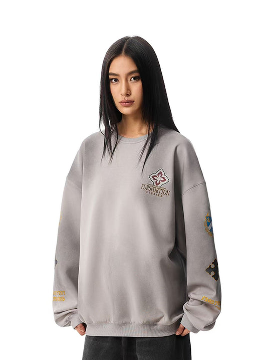 FDR Retro Dirty Round Neck Logo Print Sweatshirt