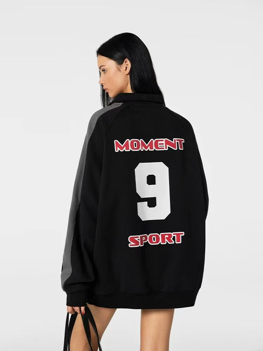 ACHOCK Logo Printed Half Zipper Sweater