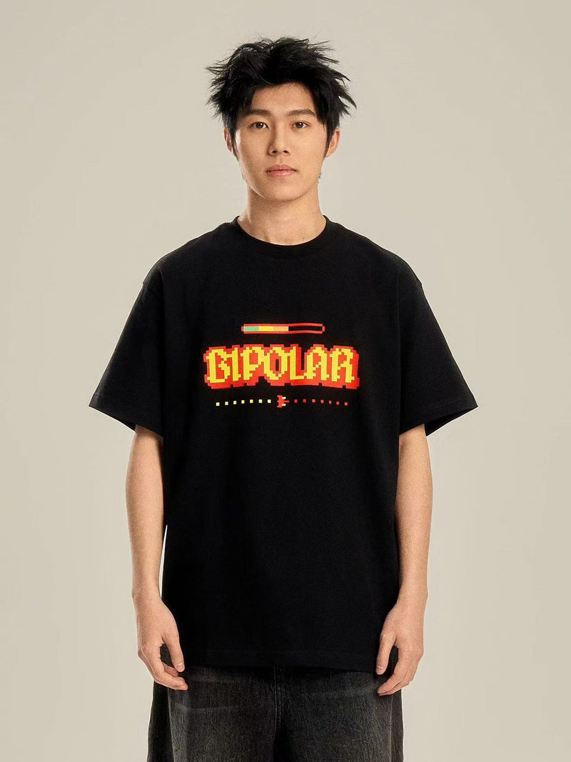 BIPOLAR Pixel Game Offset Printed Short Sleeve T-Shirt