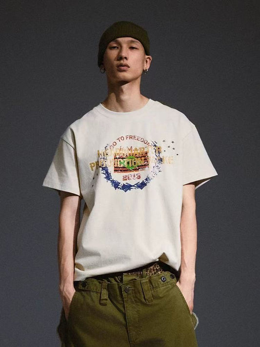 REMEDY Distressed Letter Print Short-sleeve T-shirt