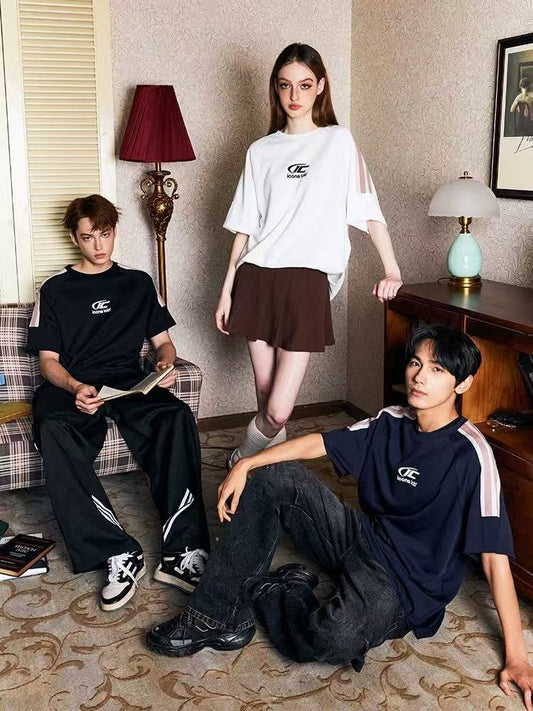 ICONSLAB Contrast Striped Webbing Raglan T-shirt