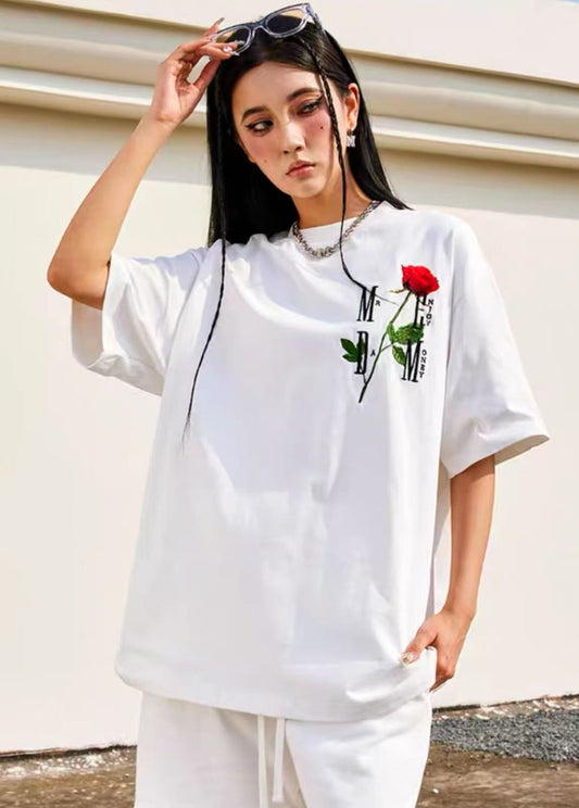 MEDM Rose embroidery Short-sleeved T-shirt
