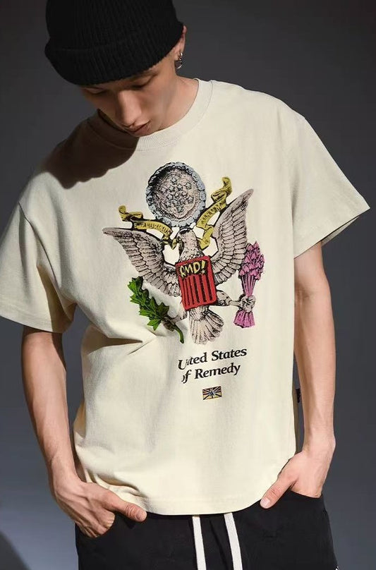 REMEDY Peace Eagle Design Short-sleeve T-shirt
