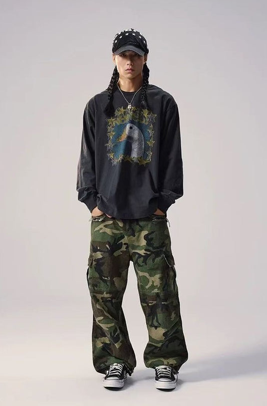 REMEDY Retro Duck Print Long-sleeve Tee