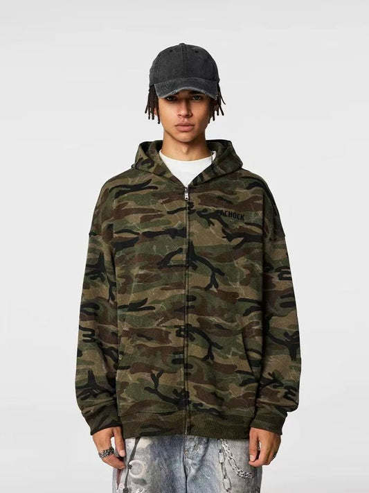 ACHOCK Camouflage Zip Up Hoodie