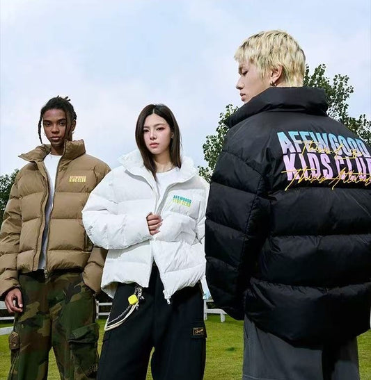 AFGK Embroidery Gradient Handwritten Font Down Jacket