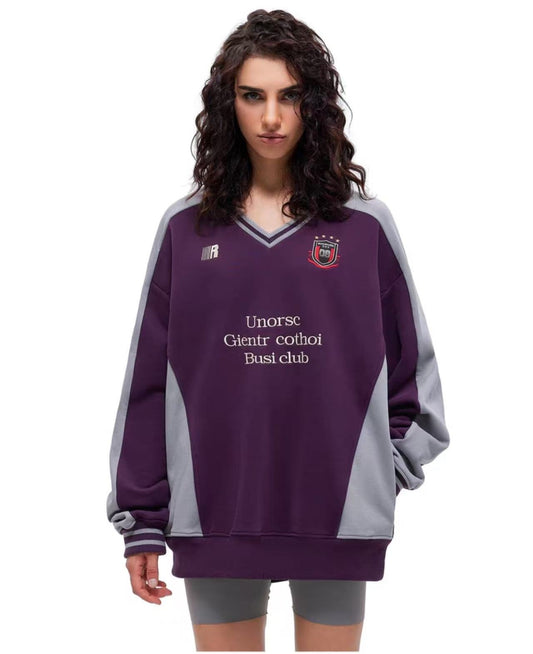 FDR Badge V-neck Contrasting Colors Sweater