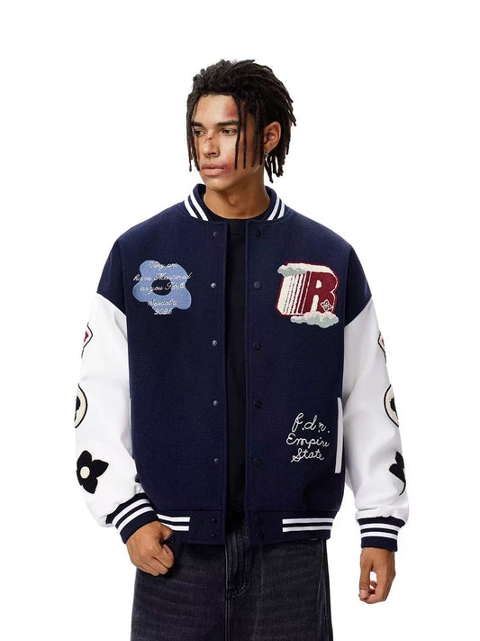 FDR R Logo Cloud Towel Embroidered Varrsity Jacket