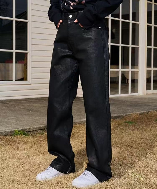 AFGK Casual Loose Wax Denims Pants