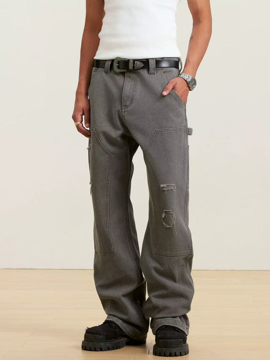 STK Washed Distressed Patchwork Jeans