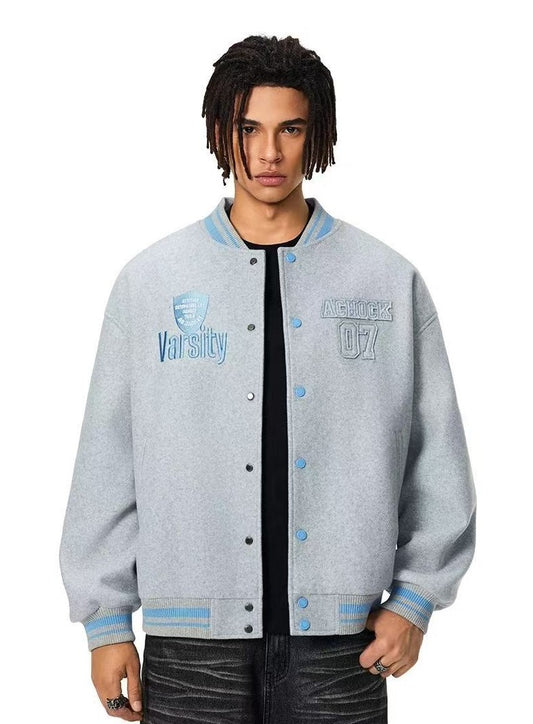 ACHOCK Retro Three-dimensional Embroidered Baseball Jacket