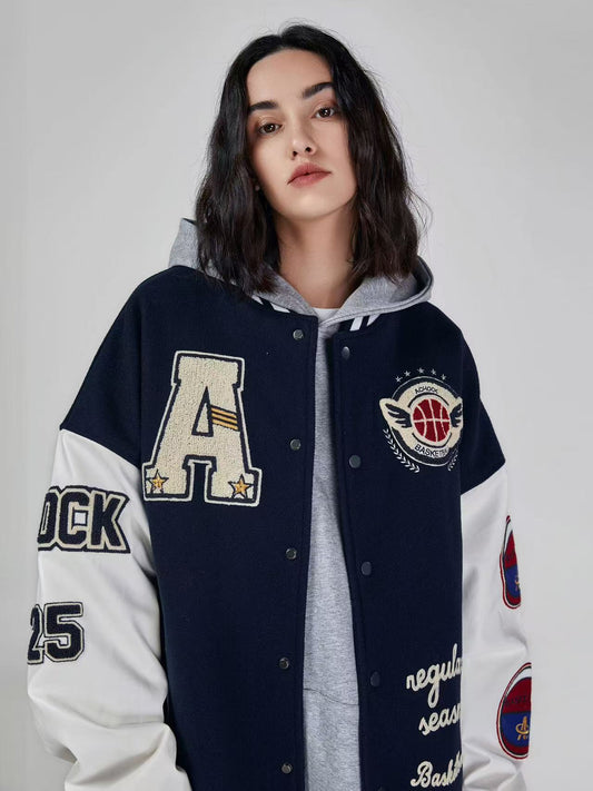 ACHOCK Alphabet Baseball Jacket