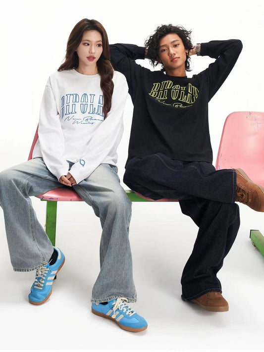 BIPOLAR Basic Embroidered Long-sleeved T-shirt