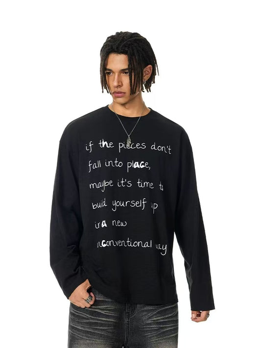 ACHOCK Bamboo Handwritten Printed Long-sleeve T-shirt