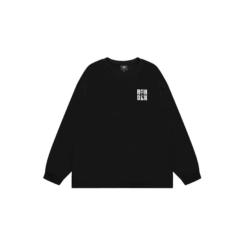 ACHOCK Basic Loose Logo Print Long-sleeved T-shirt