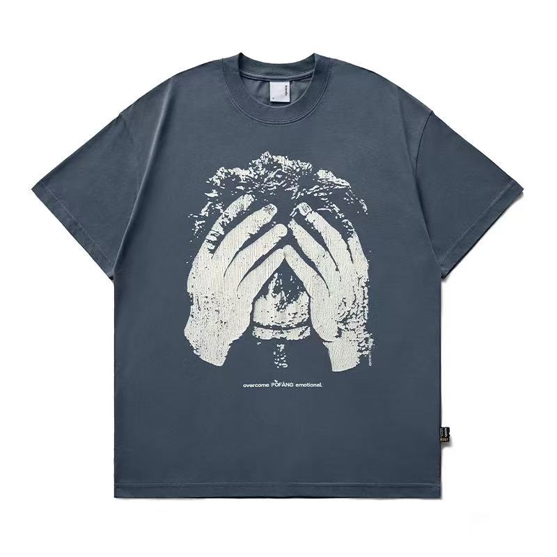 REMEDY Portrait Crackle Print Short-sleeved T-shirt