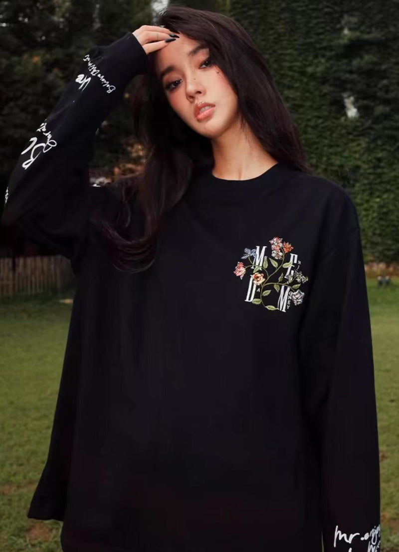 MEDM Floral Embroidered Long-sleeve T-shirt