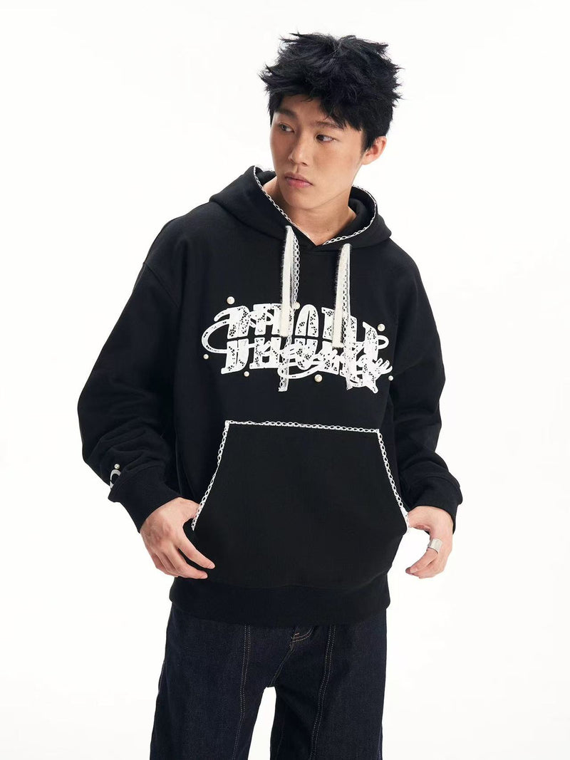 BIPOLAR Lace Pearl Patch Logo Hoodie