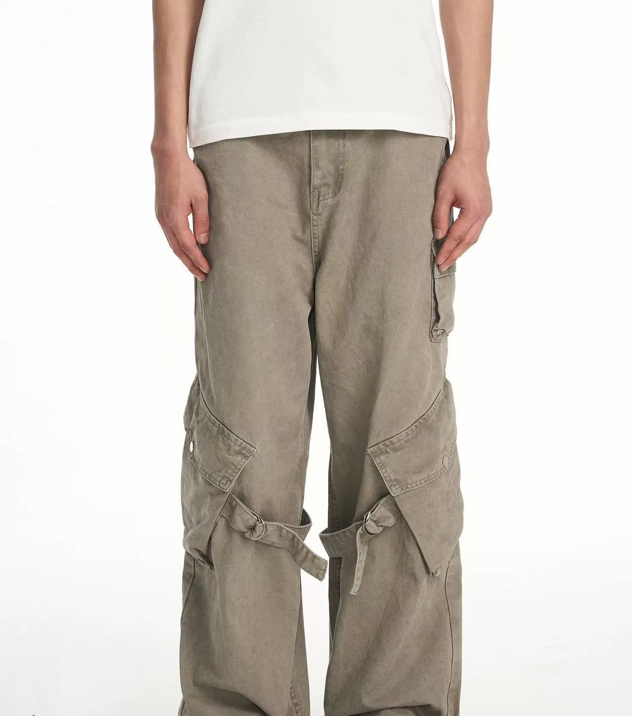 BIPOLAR Retro Ribbon Multi-pocket Workwear Style Pants