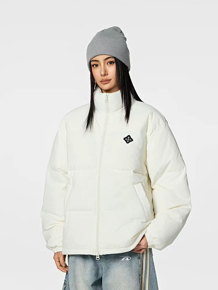 ACHOCK Logo Design Velvet Stand Collar Down Jacket