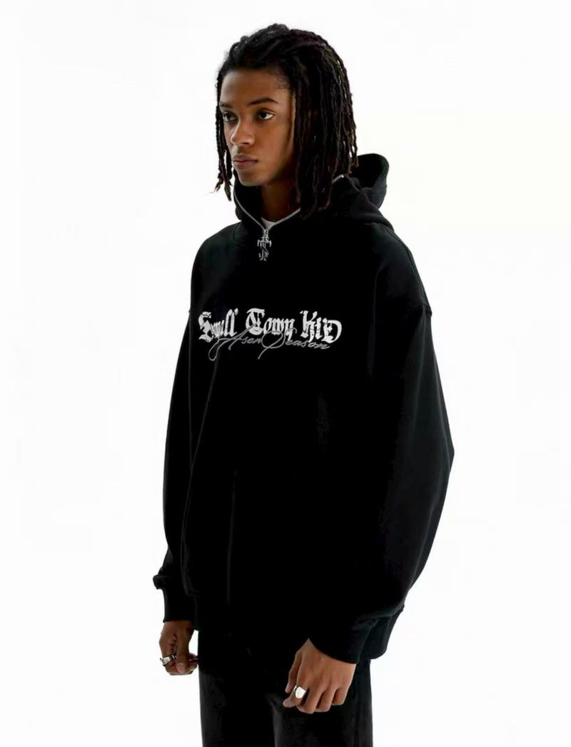 STK Hip-Hop Street Style Zipper Embroidered Hoodie