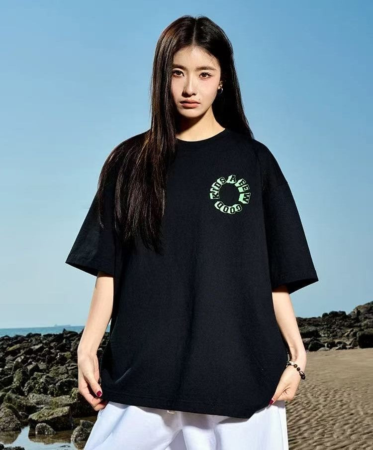 AFGK Slogan Letter Print Short-sleeved T-shirt