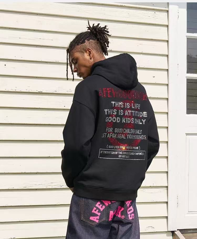 AFGK Hot Drill Contrasting Color Hoodie
