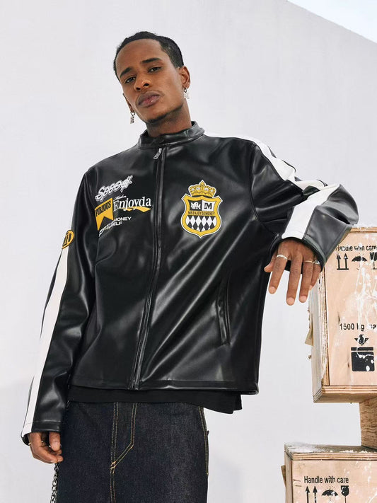 MEDM Retro Racing Leather Jacket