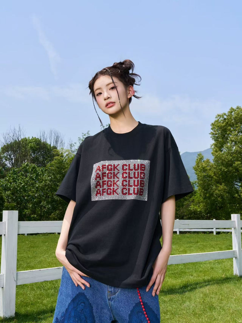 AFGK "GoodKids" Hot Diamond Printed Short-sleeved T-shirt
