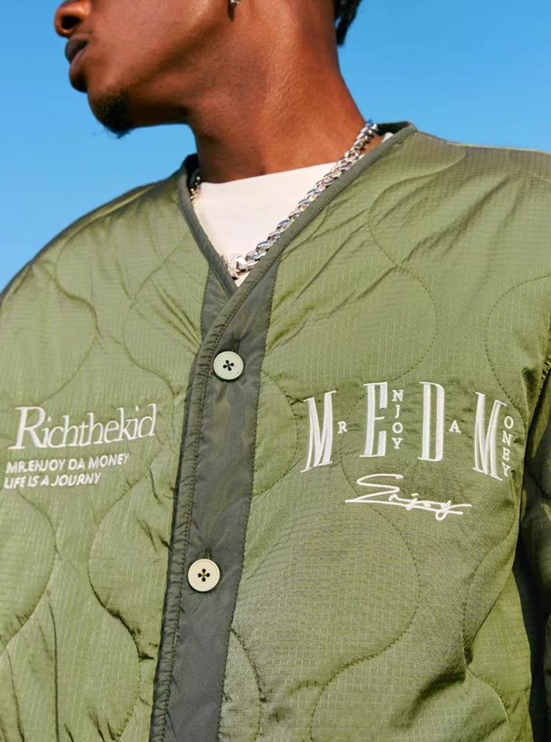MEDM Embroidery Font Typesetting Cotton Coat