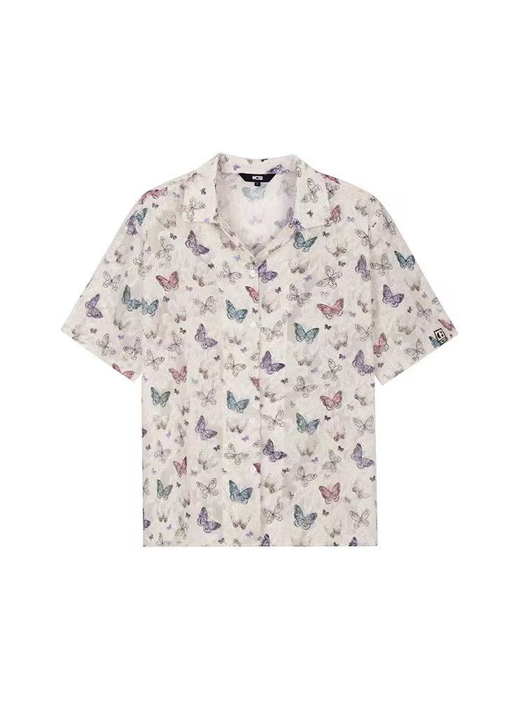 ICONSLAB Tassel Butterfly Cuban Collar Short Sleeve Shirt