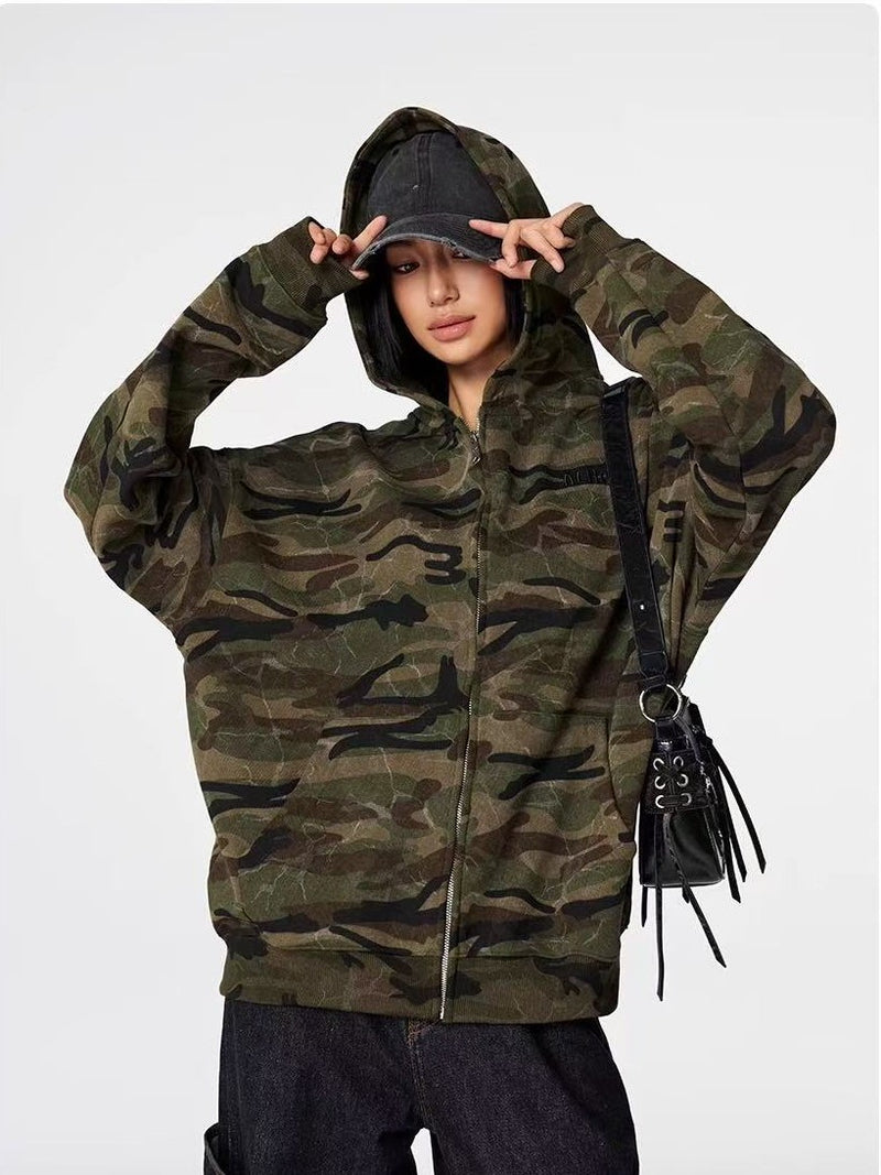ACHOCK Camouflage Zip Up Hoodie