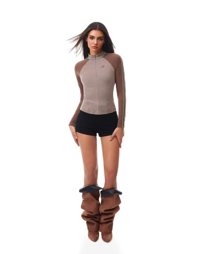 FDR Slim Fit Zipper Long-sleeve Tee (For Women)