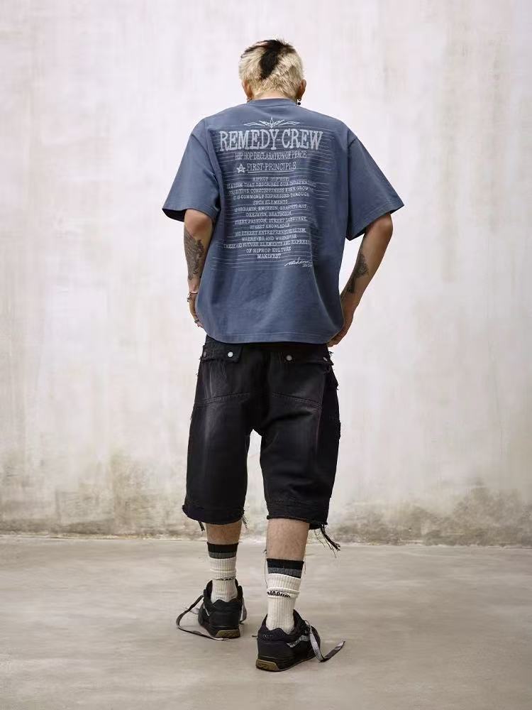REMEDY Retro Letter Print Short-sleeve T-shirt