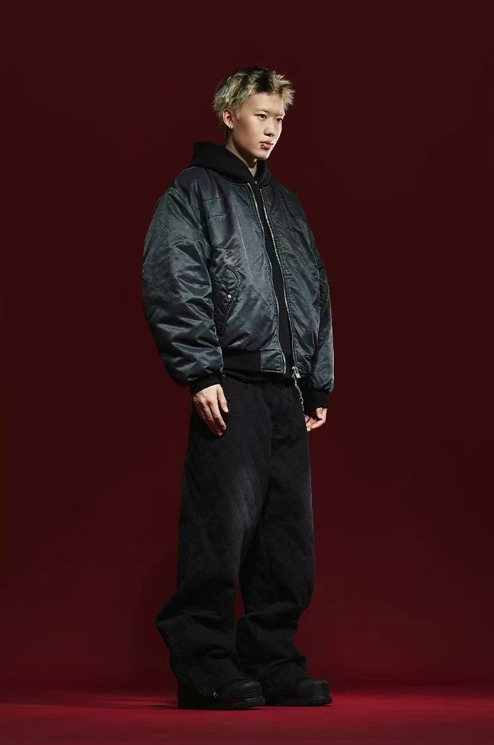 REMEDY Pleated Quilted Bomber Jacket