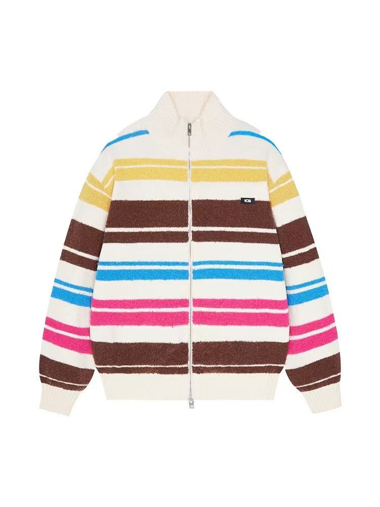 ICONSLAB Rainbow Stripe Cardigan Sweater