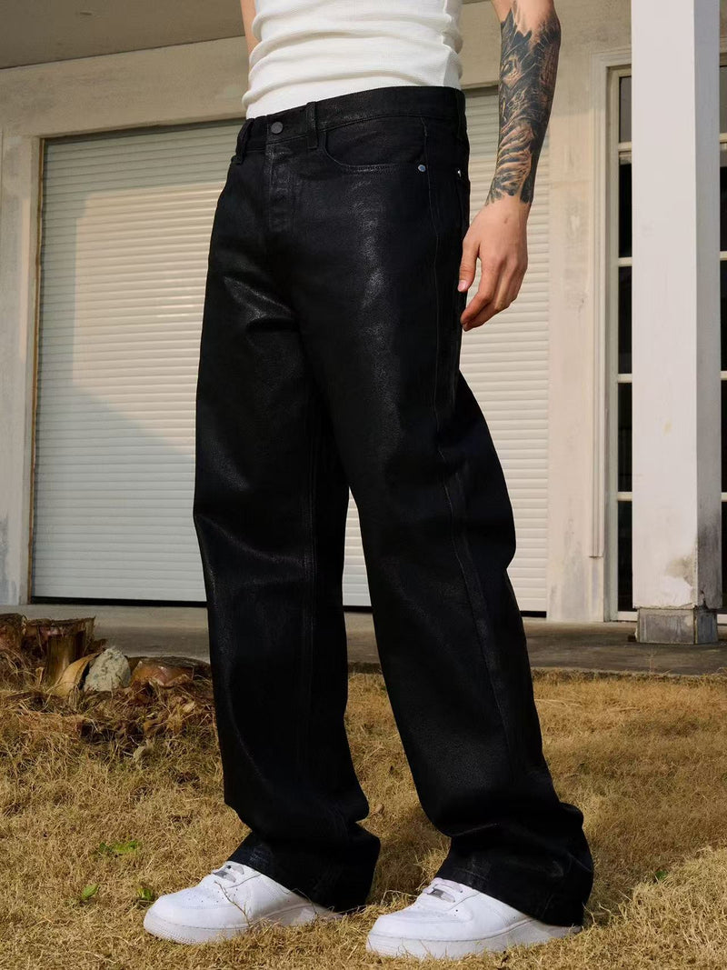 AFGK Casual Loose Wax Denims Pants